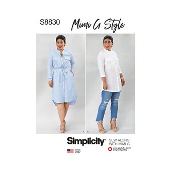 Simplicity Women's Shirt Dress Sewing Pattern S8830 (H5 6-14)