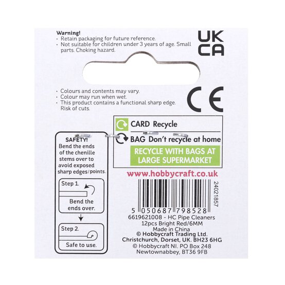 Bright Red Pipe Cleaners 12 Pack image number 3