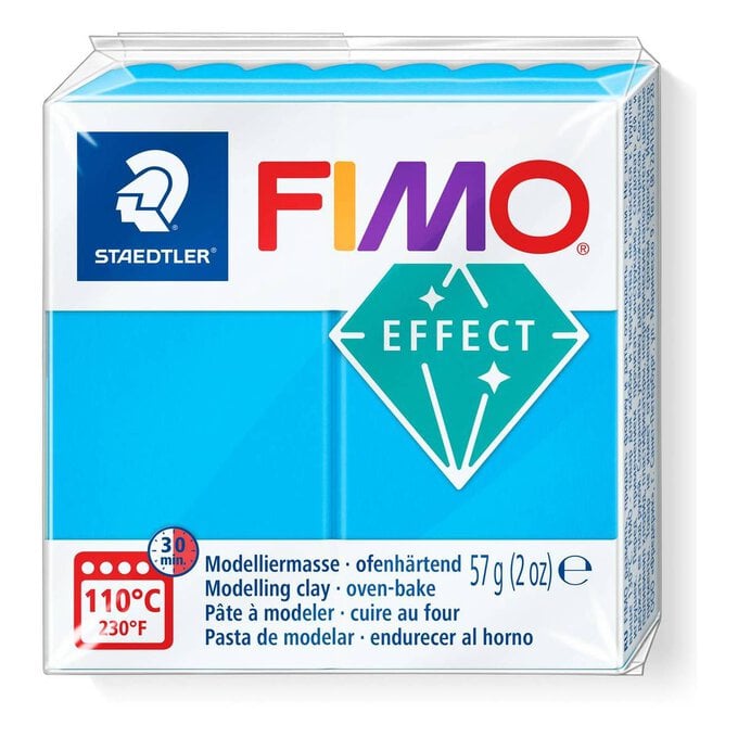 Fimo Effect Translucent Blue Modelling Clay 56g image number 1