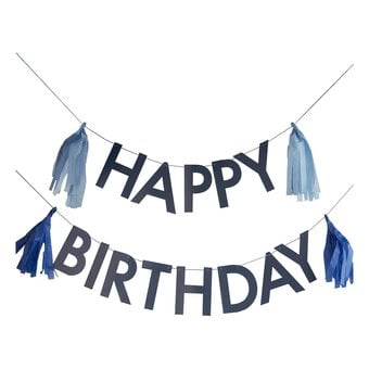 Ginger Ray Blue Happy Birthday Bunting with Tassels 1.5m