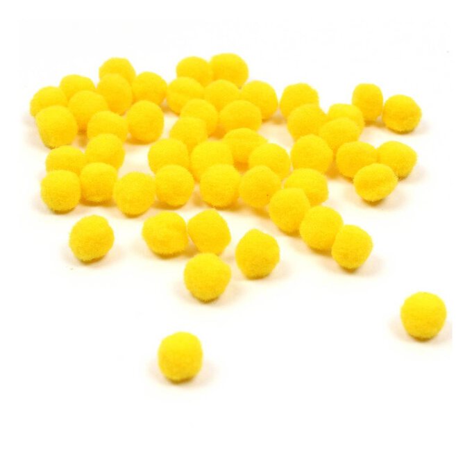 Yellow Pom Poms 7mm 50 Pack
