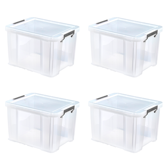Whitefurze Allstore 36 Litre Clear Storage Box  4 Pack Bundle