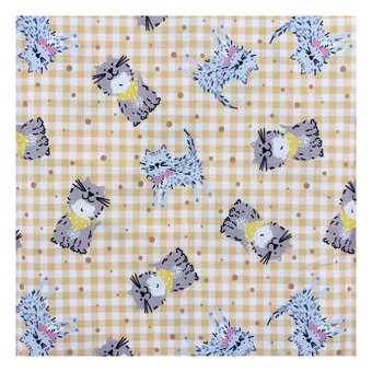 Purrfect Cats Gingham Charm Cotton Fabric by the Metre