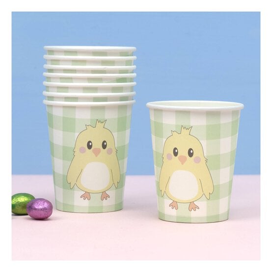 Chick Gingham Paper Cups 8 Pack image number 1