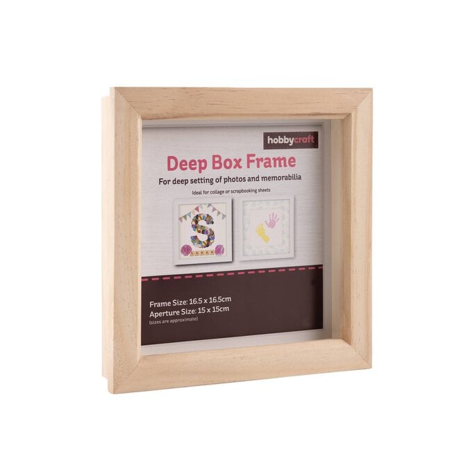 Light Wood Deep Box Frame 15cm x 15cm image number 1