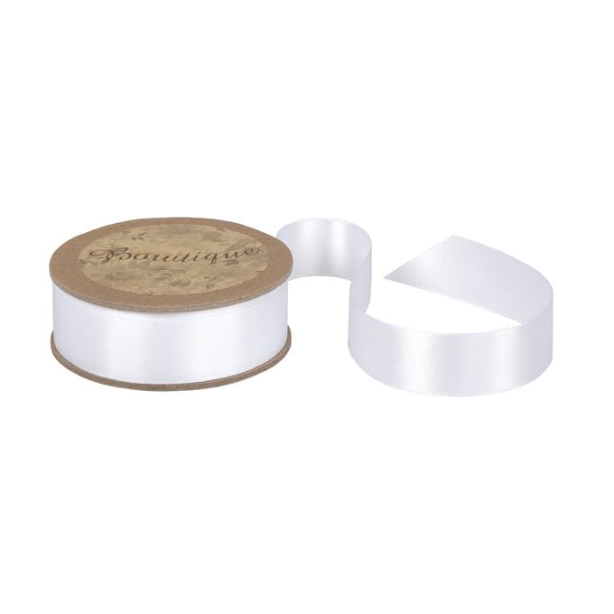 White Double-Faced Satin Ribbon 18mm x 5m image number 1