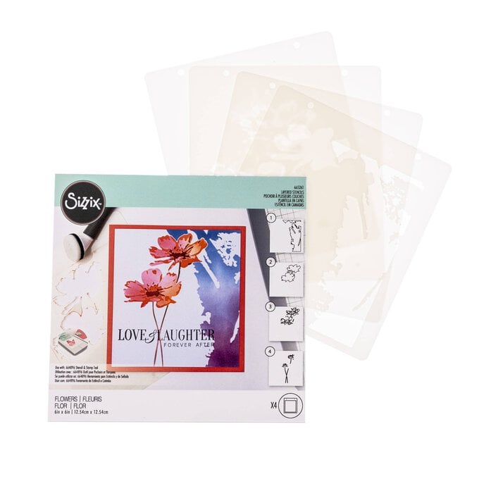 Sizzix Flowers Layered Stencil Set 4 Pack image number 1
