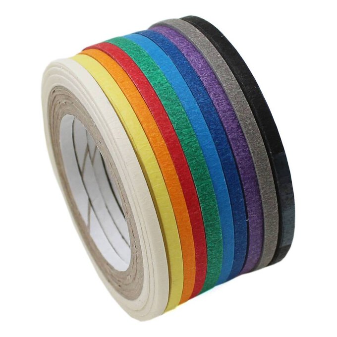 Assorted Solid Masking Tape 3mm x 8m 10 Pack image number 1