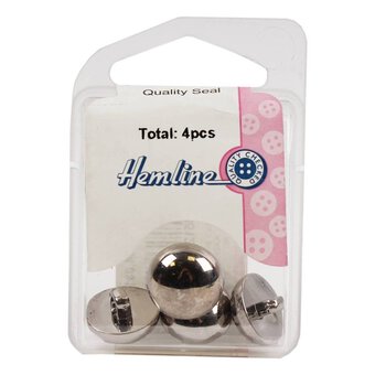 Hemline Silver Metal Dome Button 4 Pack