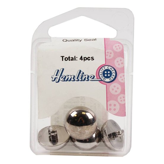 Hemline Silver Metal Dome Button 4 Pack image number 2