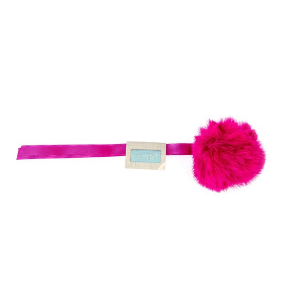 Bright Pink Faux Fur Pom Pom 6cm image number 4