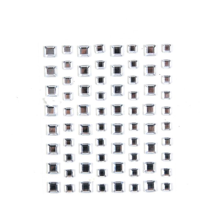 Silver Adhesive Square Gems 72 Pack image number 1