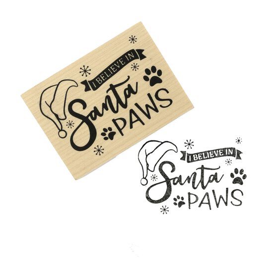 Santa Paws Wooden Stamp 5cm x 7cm image number 1