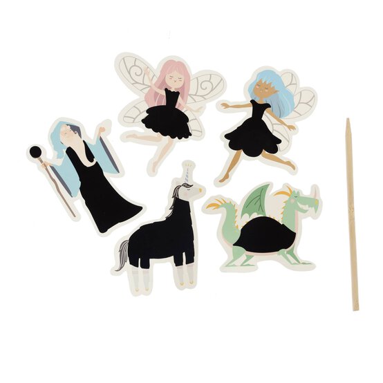 Dress-Up Scratch Art Magical Creatures Kit 5 Pack image number 3