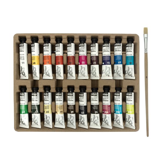 Pebeo Acrylic Paint and Brush Set 20 Pack image number 2