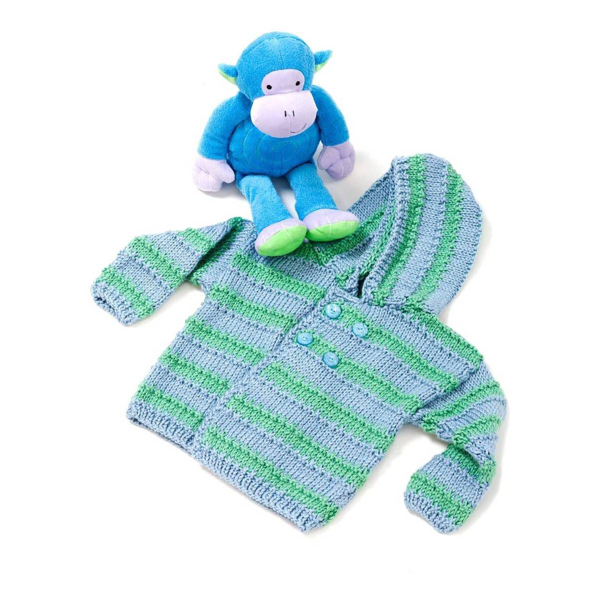 FREE PATTERN Caron Baby Boy Hooded Sweater Hobbycraft