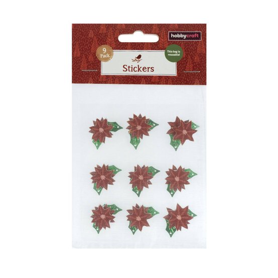 Poinsettia 3D Stickers 9 Pack image number 4