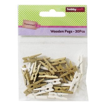 Gold Wooden Pegs 30 Pack