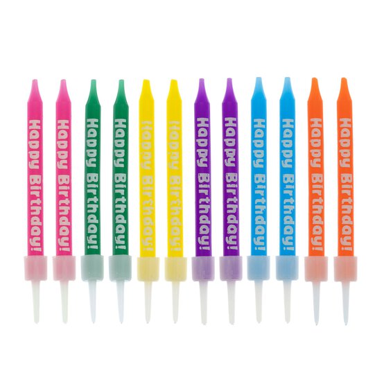 Rainbow Happy Birthday Candles 12 Pack  image number 1