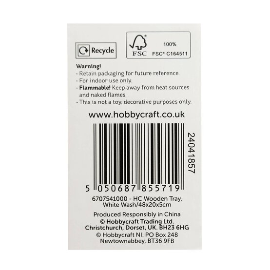 White Wash Wooden Tray 48cm x 20cm x 5cm image number 6