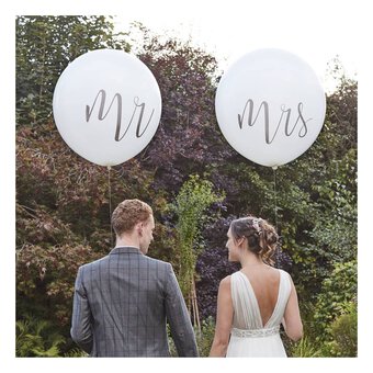 Extra Large Ginger Ray White Mr and Mrs Balloons 2 Pack