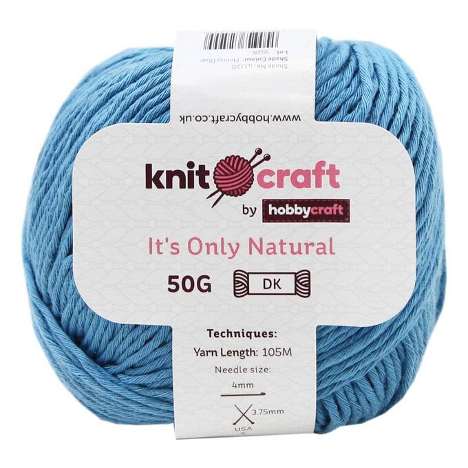 Knitcraft Blue It's Only Natural Light DK Yarn 50g