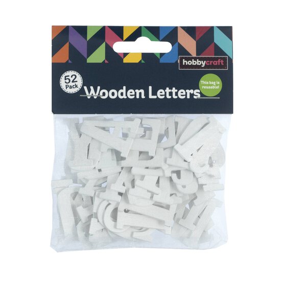 White Wooden Letters 52 Pieces image number 4