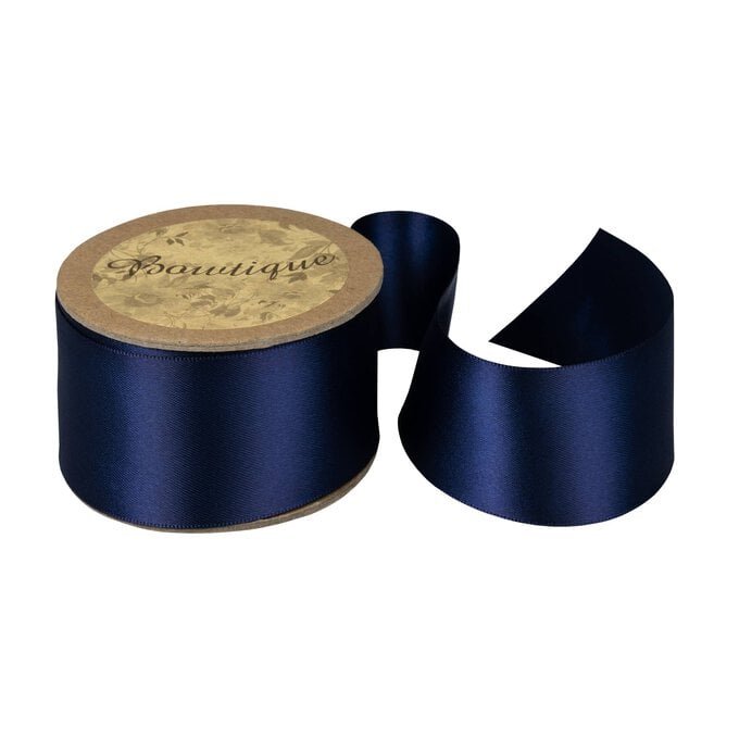Navy Blue Double-Faced Satin Ribbon 36mm x 5m image number 1