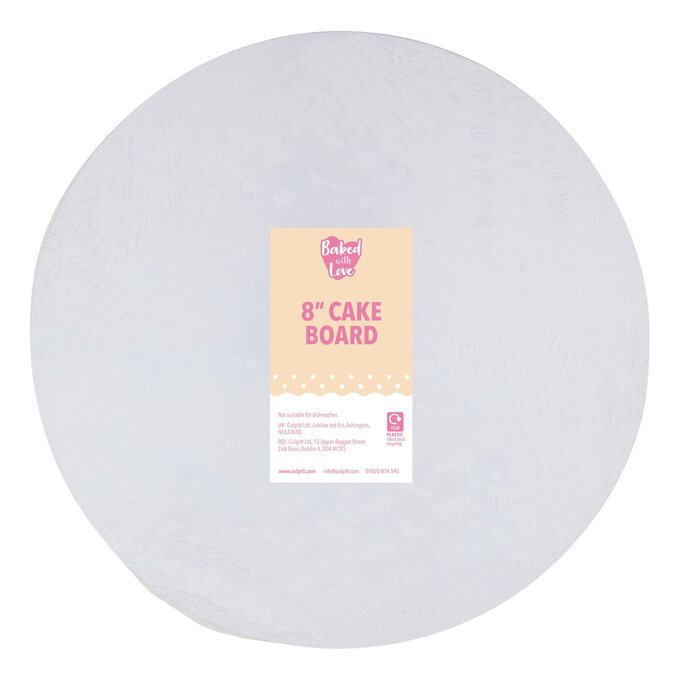 Baked With Love White Round Double Thick Cake Board 8 Inches image number 1
