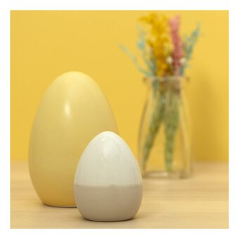 Glazed Two-Tone White Ceramic Egg 6.5cm image number 5