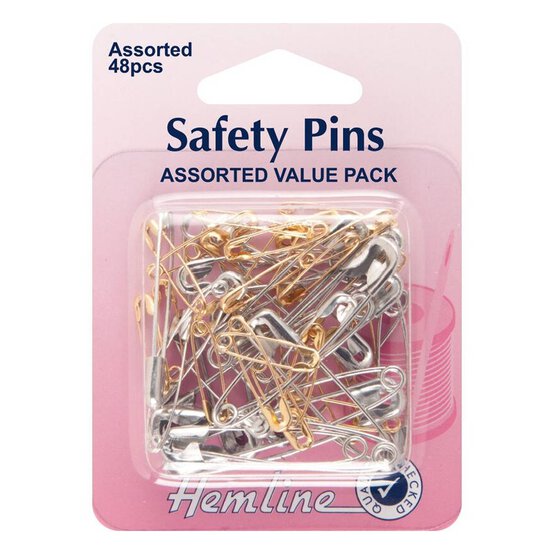 Hemline Nickel and Brass Safety Pins 40 Pack image number 1