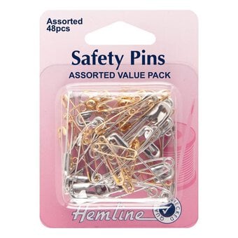 Hemline Nickel and Brass Safety Pins 40 Pack