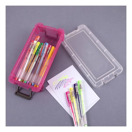 Whitefurze Allstore 0.75 Litre Transparent Pink Storage Box  image number 2