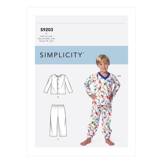 Simplicity Kids&rsquo; Sleepwear Sewing Pattern S9203 (3-8) image number 1