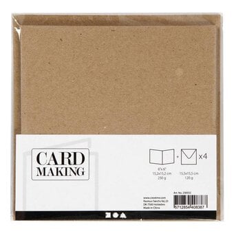 Natural Cards and Envelopes 6 x 6 Inches 4 Pack