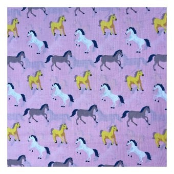 Pink Horse Polycotton Fabric by the Metre