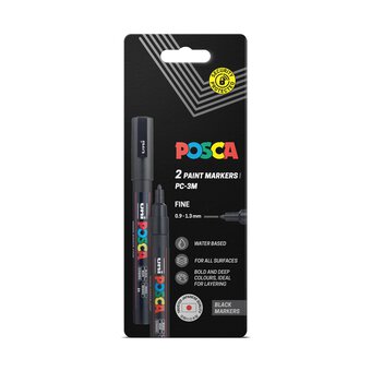 Uni-ball Posca Black PC-3M Marker Pens 2 Pack