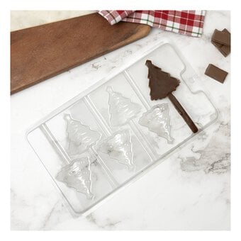 Christmas Tree Lolly Chocolate Mould 6 Wells