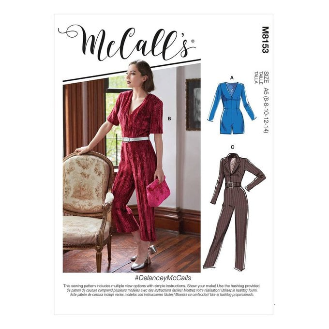 McCall’s Delancey Jumpsuits Sewing Pattern M8153 (6-14) image number 1