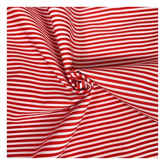 Red Stripe Polycotton Fabric by the Metre