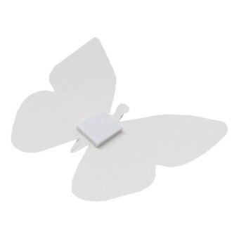 White Glitter Butterfly Toppers 6 Pack