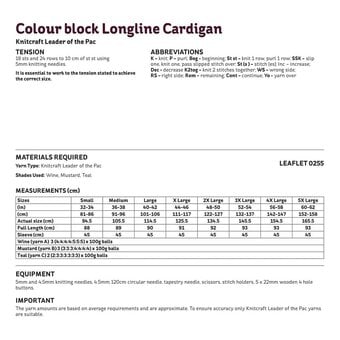 Knitcraft Colour Block Longline Cardigan Digital Pattern 0255 image number 5