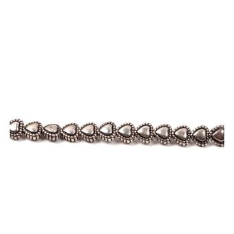 Antique Silver Effect Heart Bead String 23 Pieces