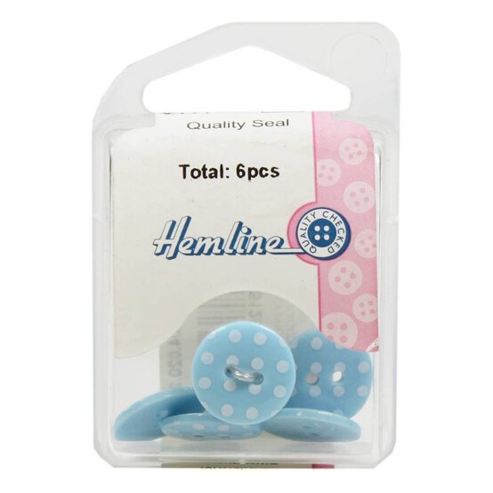 Hemline Sky Blue Novelty Spotty Button 6 Pack image number 2