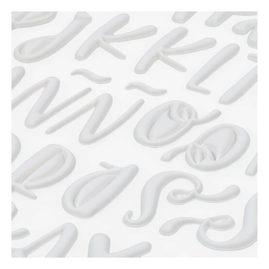 Matt White Puffy Script Alphabet Stickers image number 2
