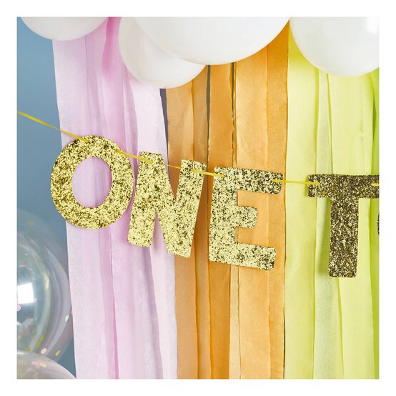Gold One Today Chunky Glitter Banner 2m image number 3