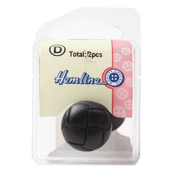 Hemline Black Novelty Faux Leather Button 2 Pack