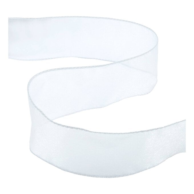 White Wire Edge Organza Ribbon 63mm x 3m image number 1