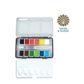 Shore & Marsh Bright Half Pans Watercolour Set 12 Pack