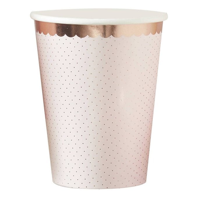 Ginger Ray Polka Dot Rose Gold Paper Cups 8 Pack image number 1